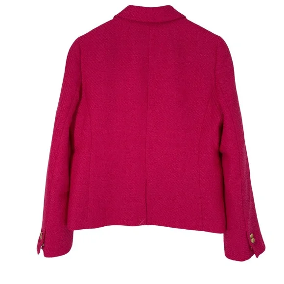 J.Crew Womens Pink Textured Tweed Blazer Size 10 Gold Button Preppy Academia